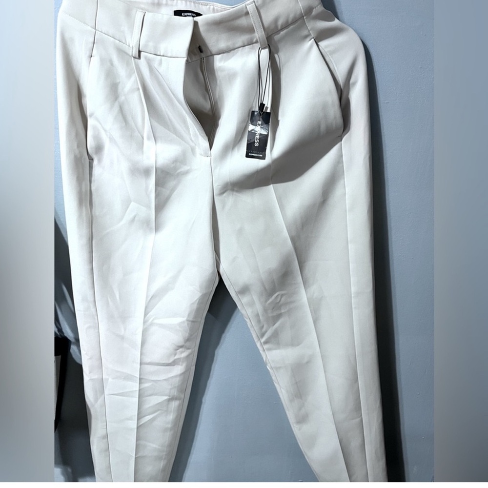 Express Editor Ankle Chic Cream Pants